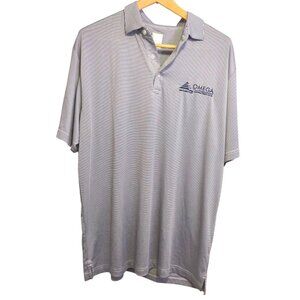 Callaway Golf Shirt Large Men Gray Striped Opti-Dri Breathable Omega Construct